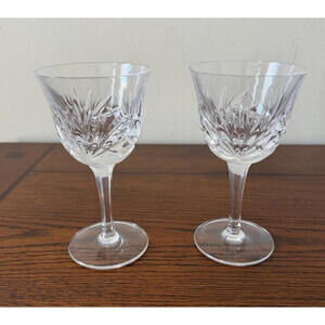 Vtg Gorham Cherrywood Crystal Wine Clear 5-5/8" Set of 2